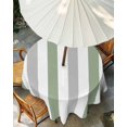 thumbnail image 3 of Sage Green Grey Stripe Outdoor Tablecloth with Umbrella Hole, Modern Farmhouse Vertical Striped Spillproof Waterproof Outdoor Table Cover, Patio Tablecloths for Party/Garden/Picnic, Round 54 inch, 3 of 9