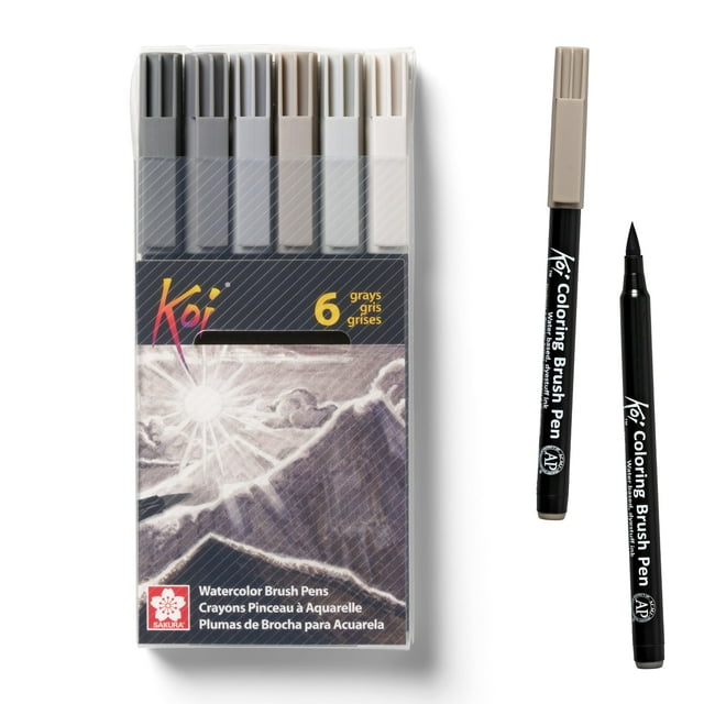 Set de 6 rotuladores de acuarela SAKURA Koi en tonos grises