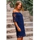thumbnail image 4 of Vestido PRETTYGARDEN Azul Marino Mini con Encaje Floral y Hombros Descubiertos L, 4 of 8