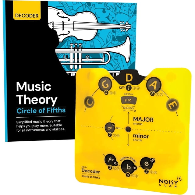 Círculo de quintas ruedas y libro de teoría musical - Herramienta de aprendizaje musical para el regreso a clases - Para todos los instrumentos y todos los niveles - Aprenda acordes, claves y progresi