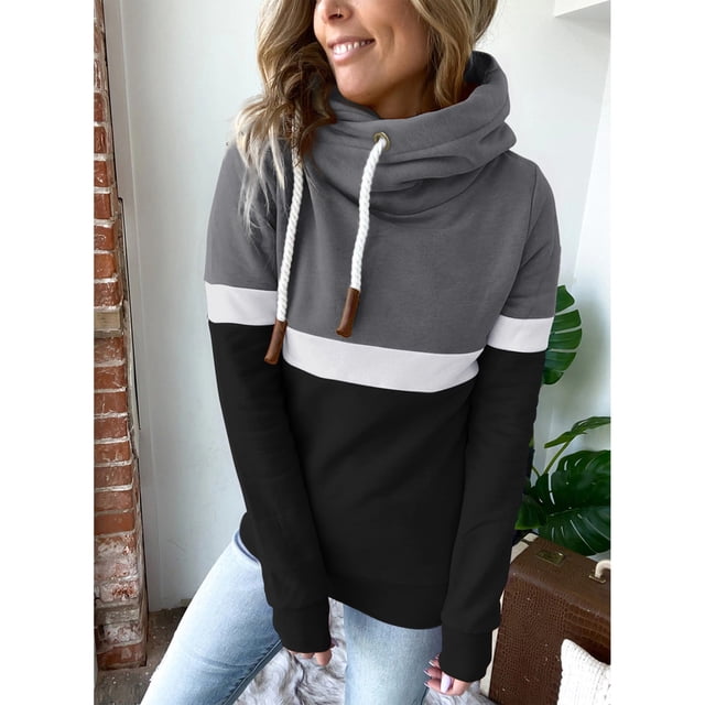 Sudadera Con Capucha Informal Para Mujer, Sudadera Con Capucha Para Mujer Con Bloqueo De Color, Informal De Moda Para La Vida Diaria