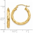 thumbnail image 5 of 14K Yellow Gold Polished 2.75mm Twisted Hoop Earrings (14 X 21.5) Made In Indonesia tc388, 5 of 6