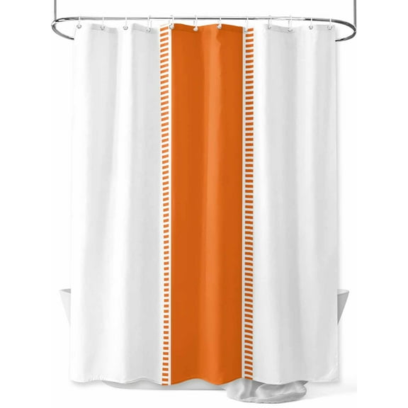 Orange Shower Curtain, Stripes Solid Color Waterproof Shower Curtain Set with 12 Hooks Lightweight Washable Fabric Shower Curtains for Bathroom 60x72 Inches