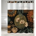 thumbnail image 3 of MIZHONA Boho No Hooks Shower Curtains with Snap in Liner Floral Fabric Bathroom Curtain，71"× 86", 3 of 4