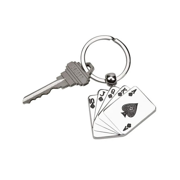 Contemporary Home Living 2.25" Playing Cards Design Stainless Steel Key Chain