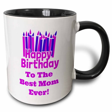 3dRose Happy Birthday - Best Mom ever - Two Tone Black Mug, (Best Happy Birthday Wishes For Mother)