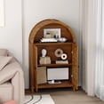 thumbnail image 2 of Hommoo Hand-Carved Arched Cabinet Accent Cabinet, Hollow Carved Decorative Wooden Storage Cabinet with Open Shelf & 2 Doors, for Living Room, Bedroom, Entryway, Walnut, 2 of 8