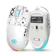 Yeeon 3 Modes Bluetooth Gaming Mouse Rechargeable 2.4G USB Wireless RGB Backlight Mice,white