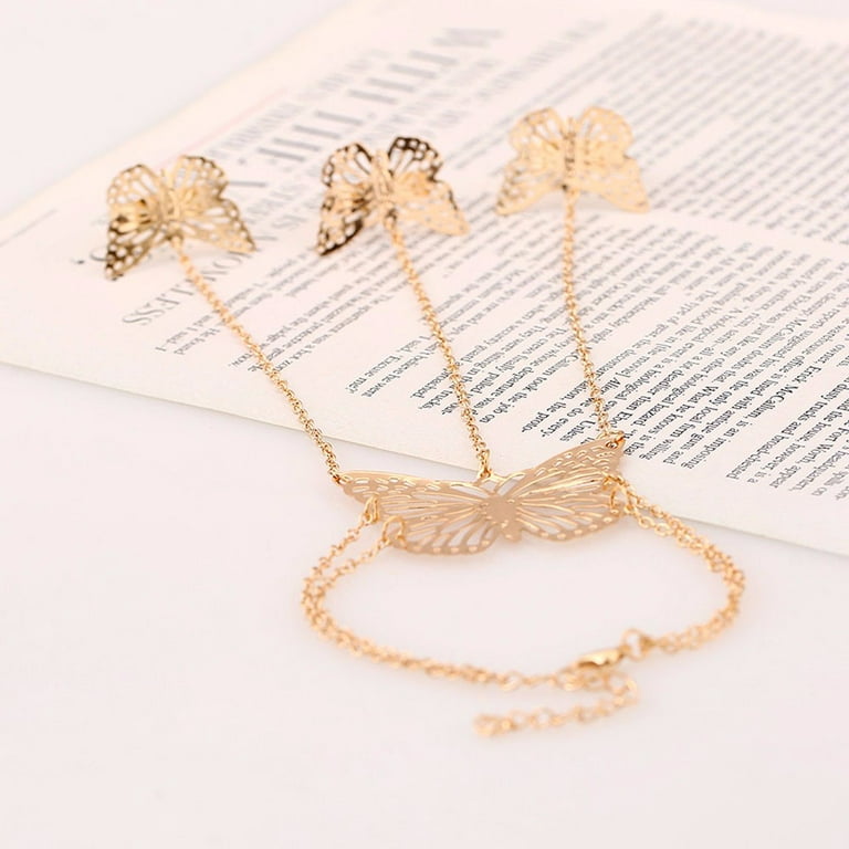 Gold Filled Chain With Hanging Gold Butterflies Bracelet – HK Jewels