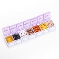 thumbnail image 2 of Travel Pill Organizer, Weekly Pill Organizer 1 Times a Day, 7 Day Pill Box, Push Button Pill Case, Medication Container for Daily Vitamin,Supplements and Medicine (Purple), 2 of 8