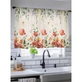 thumbnail image 5 of Sheer Curtains 54 Inch Length 2 Panels Set for Kitchen, Red Poppy Semi Sheer Curtains for Windows, Farmhouse Country Vintage Flower Leaf Plant Voile Window Treatments Rod Pocket Curtain, 5 of 7