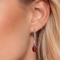 thumbnail image 3 of Gem Stone King 925 Sterling Silver Red Garnet and Pink Moissanite Dangle Earrings for Women with Lab Grown Diamond (4.74 Cttw, Oval 9X7MM), 3 of 6
