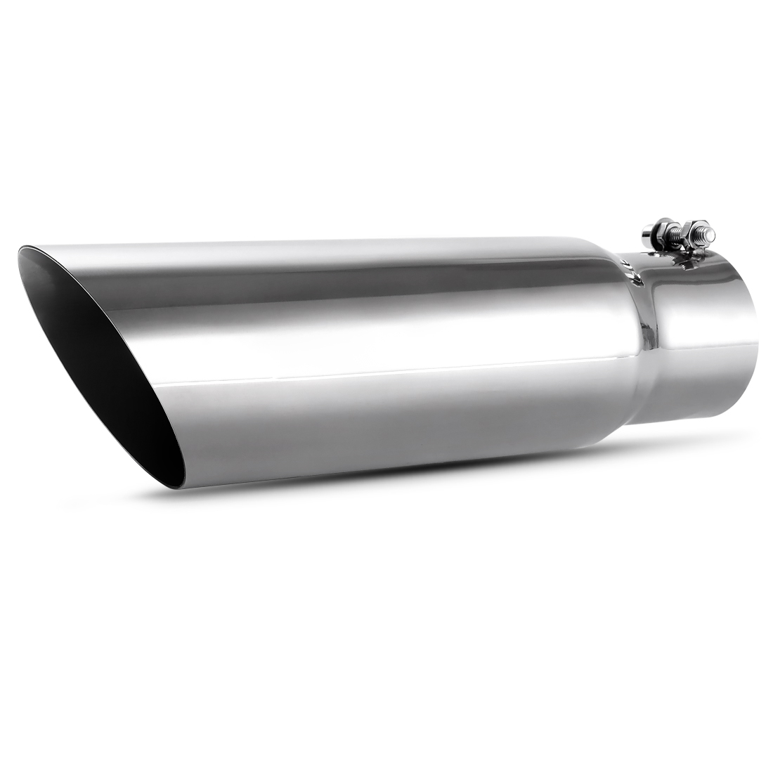 Apeixoto 2.75 Inch Inlet Exhaust Tip 2.75 Inches Inlet 3.5 Inches Outlet 12 Inches Long Polished Stainless Steel Exhaust Tailpipe Tip Bolt On Design 