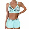 thumbnail image 1 of Womens Swimsuits Plus Size for Women V Neck Sleeveless Printed Bikini 2 Pc Set, 1 of 6