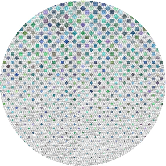Ahgly Company Machine Washable Indoor Round Transitional Water Blue Area Rugs, 8' Round
