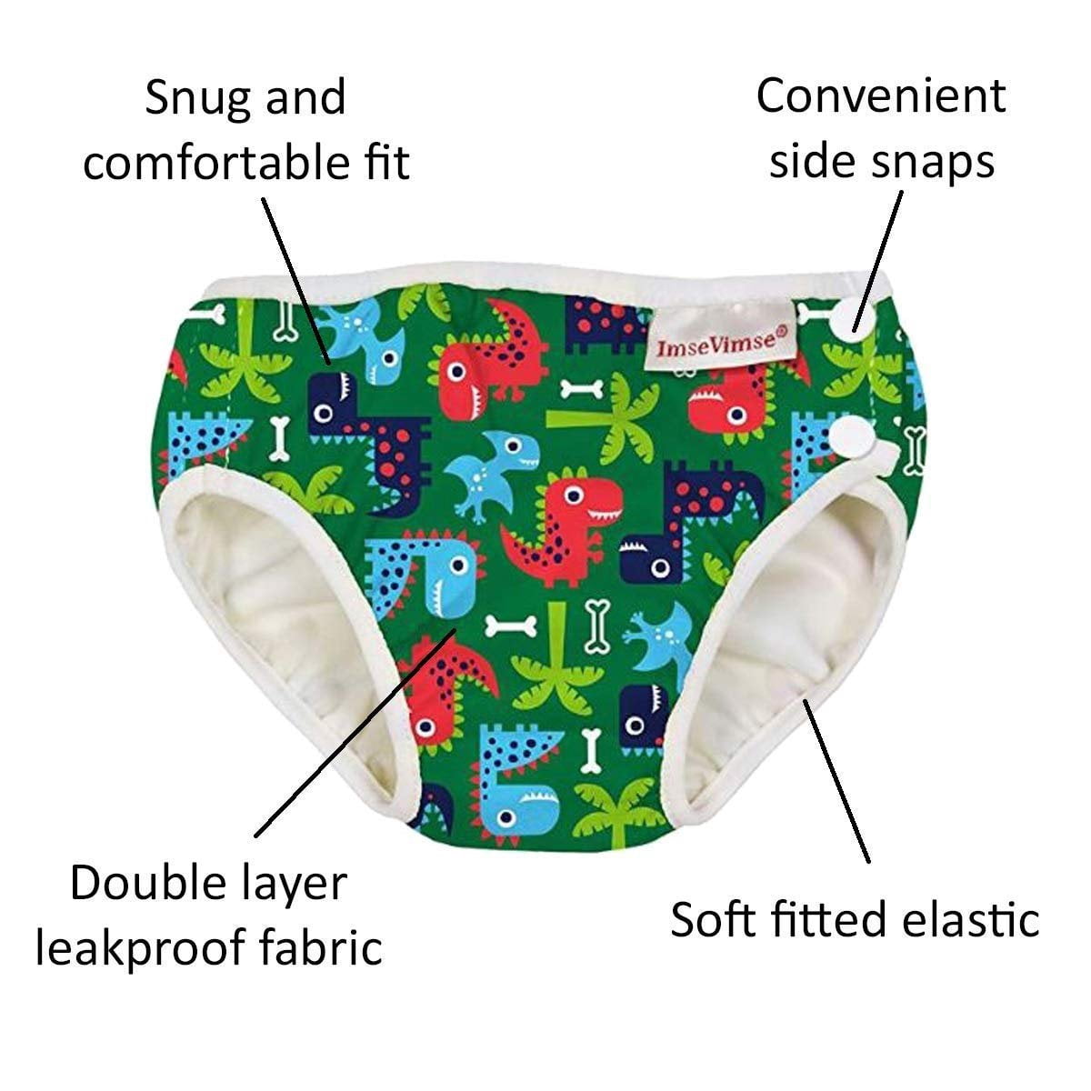 ImseVimse Reusable Baby Swim Diapers for Boys Green Dino, L 20-26 lbs