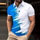 thumbnail image 2 of Mens Camisas de Manga Corta Rayas Zip-Up Solapa Deportes Top, Casual Camisa de Manga Corta para Hombres, 2 of 8