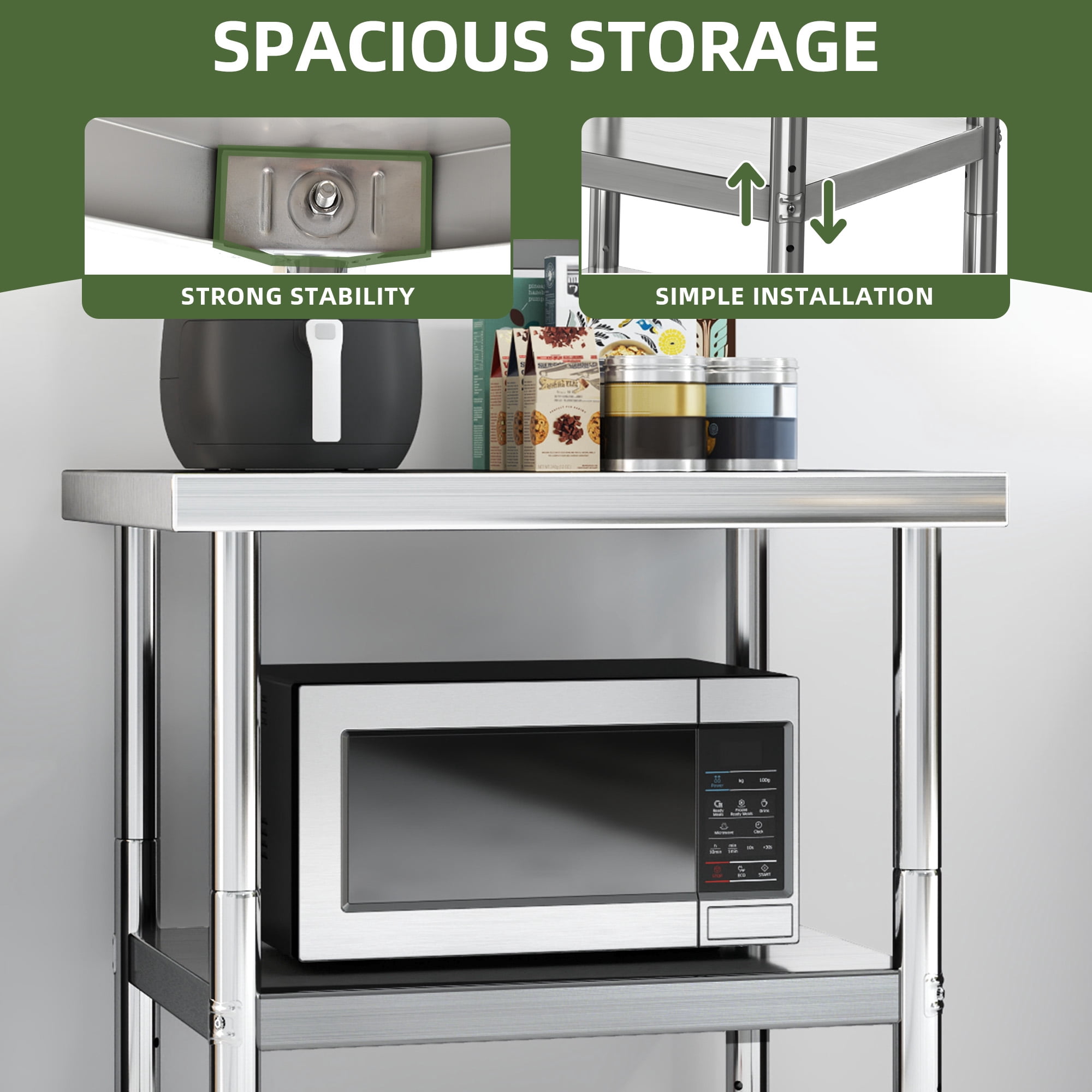 Uforic 30" x 24" Stainless Steel Work Table with Wheels for Home, Kitchen, Restaurant, Garage, Warehouse, and Outdoor Use