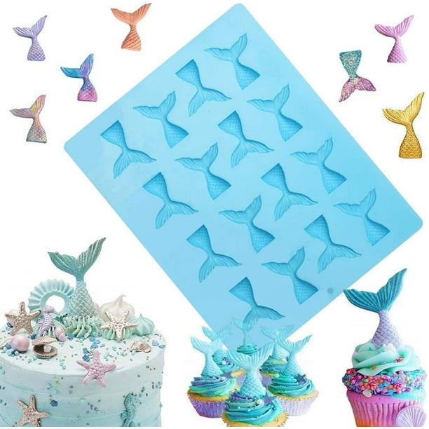 16 Cavity Mermaid Tail Silicone Mold for Fondant, Cake Decoration