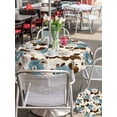 thumbnail image 4 of Outdoor Tablecloth with Umbrella Hole & Zipper, Teal Brown Spring Floral Round Tablecloth 60 Inch, Vintage Botanical Summer Patio Table Cover Waterproof Table Cloth for Picnic/Party, 4 of 7
