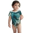 thumbnail image 2 of Yiaed Blue Ocean Waves Print Infant Climbing Short Sleeve Onesie One-Piece Baby Bodysuit Clothes 0-12 Months -2 Years, 2 of 6
