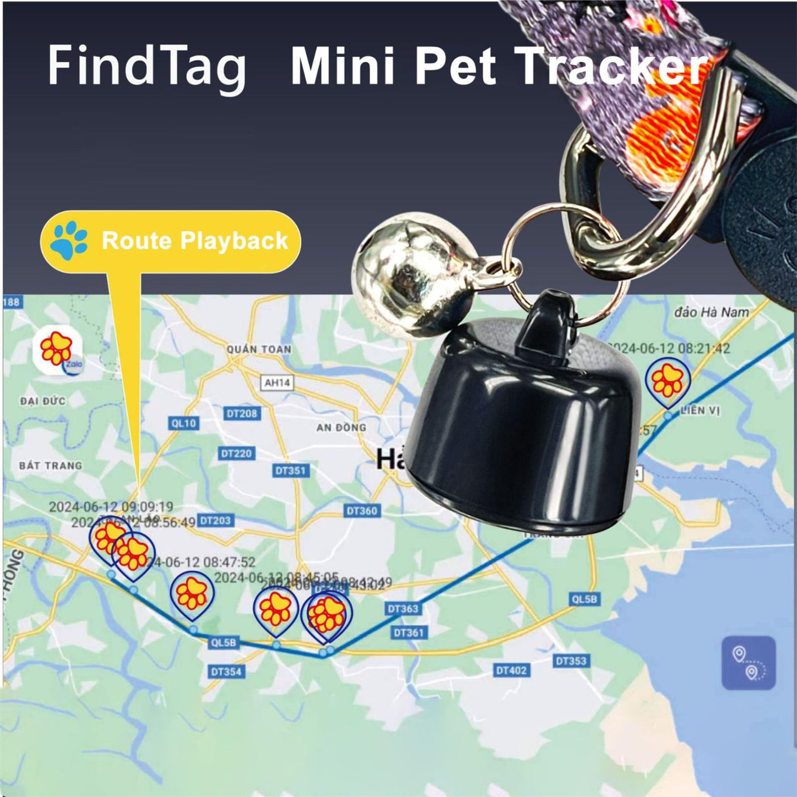 Mini Tracker for Pets, Smart Pet Tracker Location Tracking Collar, Mini Trackers for Pets iOS and Android, Small Pet Locator for Cats, Works Worldwide with Any Collar, No Other Fees (Black),Black A