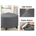 Stretch Ottoman Cover Round Footstool Cover, Jacquard Ottoman Slipcovers With Elastic Bottom