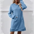 thumbnail image 5 of OSFVNOXV Long Sweatshirt Dress Long Sleeve Fall Hoodies Split Trendy Nightgowns with Front Pocket Sleepwear, 5 of 6