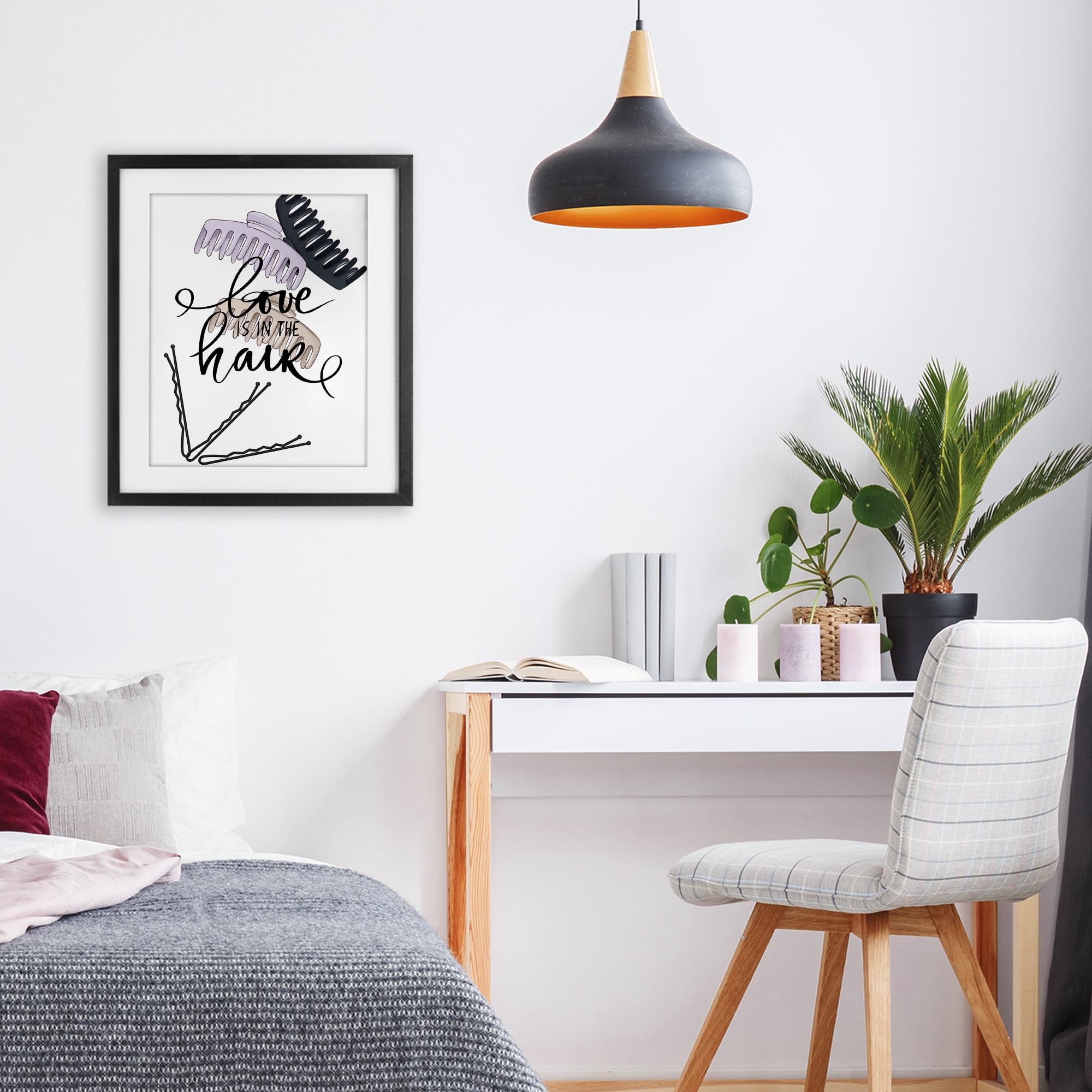 Stupell Industries Love Is In The Hair Black Framed Print Under Glass, design by Jesse Keith