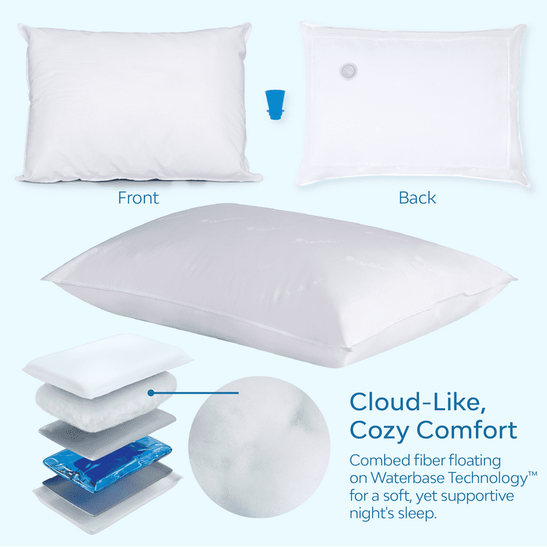 Mediflow Fiber Water Pillow Adjustable Pillow for Neck Pain Relief Pillow for Side Back and Stomach Sleepers The Original Inventor of The Water