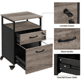 SmileMart Industrial Vintage Rolling File with 2 Drawers for A4