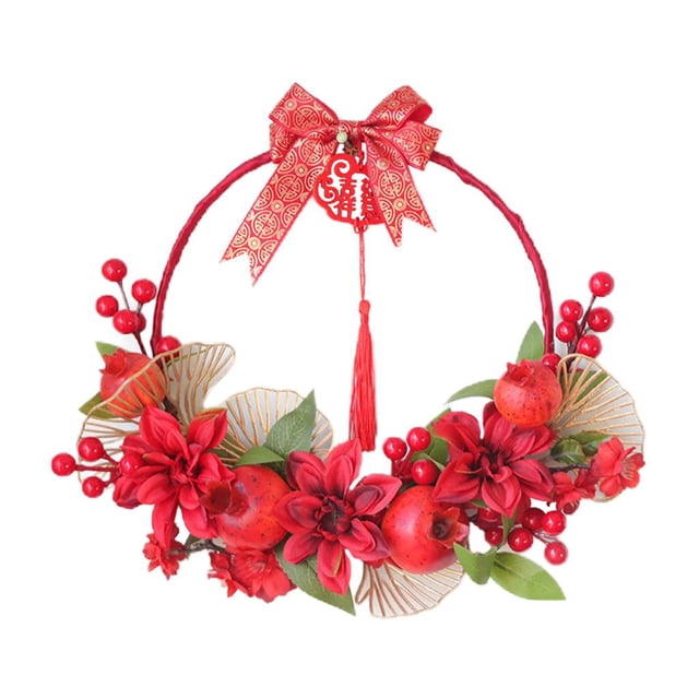 DOLITY Artificial Wreath, Pomegranate Garland, Hanging Decor Ornament, Tree Wreath for 30cm Outer Diameter