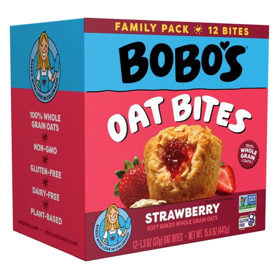 Bobo's Oat Bites, Strawberry Stuff'd, 12 Pack of 1.3oz bars