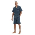 thumbnail image 2 of Men Cotton Pajama Shorts For Men Lightweight Plaid Soft Nightwear Short Sleeves PJS With Pockets, 2 of 5