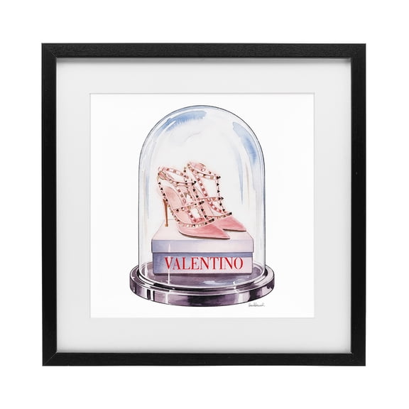 Stupell Industries Pink Heels in Bell Jar Black Framed Print Under Glass, design by Amanda Greenwood
