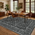 thumbnail image 4 of Assaile Luxury Bohemian Black 8'x10' Area Rugs with Exotic Floral Stripes, Soft Low Pile Non Slip Living Room Carpet, Machine Washable, 4 of 7