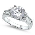 thumbnail image 2 of HeartsAndYou 2ct Round Cut Moissanite Baguette Accent Trend Solitaire Ring 18k White Gold over Silver, 2 of 4