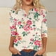 thumbnail image 1 of MKLEKYY Playeras Oversize Camiseta Informal De Manga Tres Cuartos Con Cuello En V Y Estampado Geométrico Degradado Colorido Para Mujer Talla L, 1 of 3