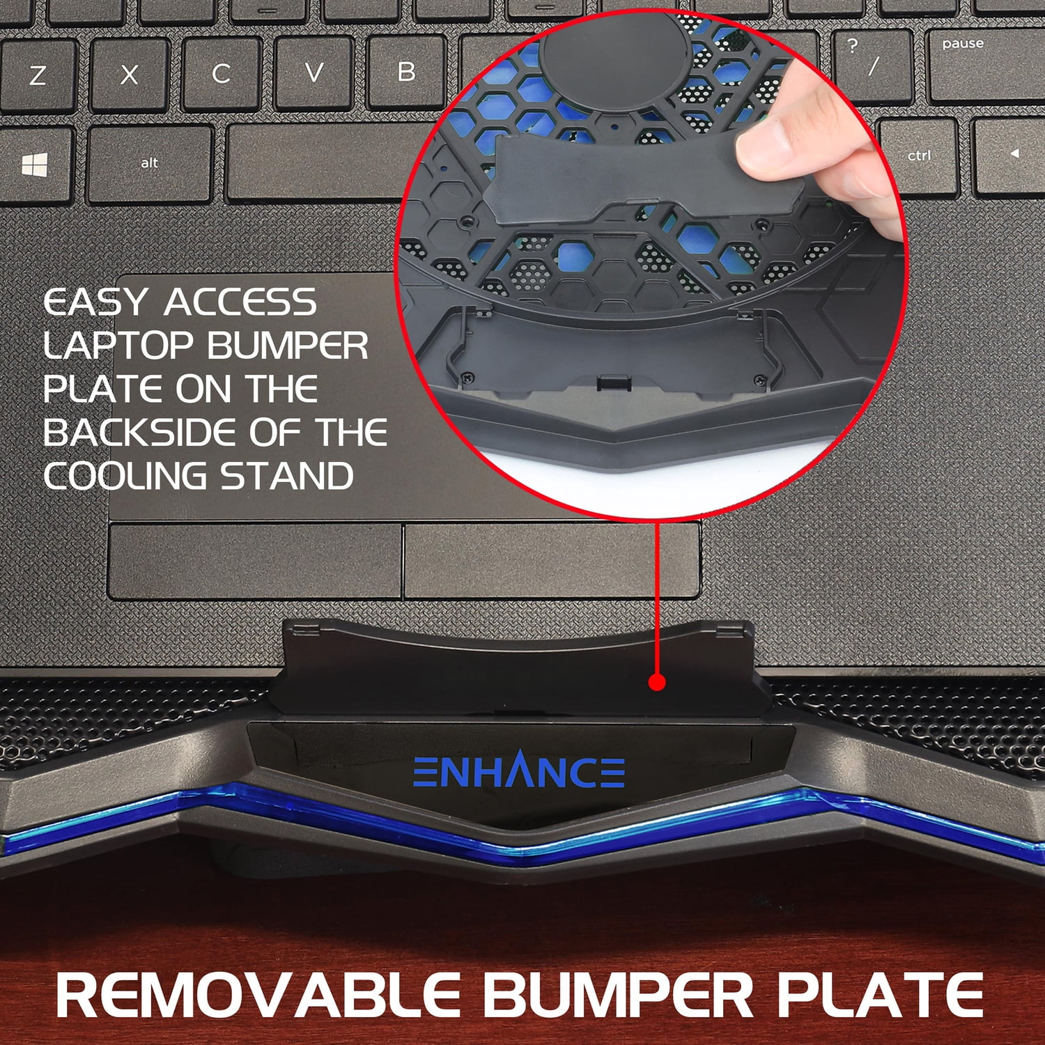 Enhance Cryogen 5 Laptop Cooling Pad (Blue) - Upto 17" Screen Size Notebook Support - 1 Fan(s) - 800 rpm - 471.3 gal/min - Metal Mesh - Blue