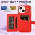thumbnail image 3 of ELEHOLD Wallet Crossbody for iPhone 14 Case with Lanyard Wrist Strap Credit Card Holder, PU Leather Protective Phone Case with Ring Holder,Red, 3 of 8