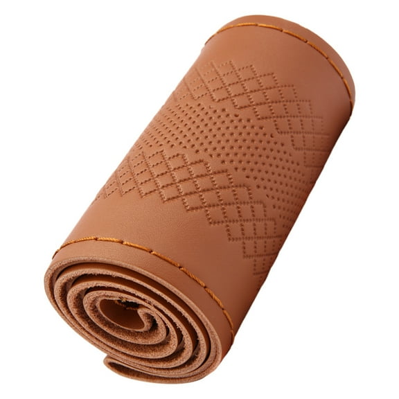 Sewing Steering Wheel Cover Hand Sewn Steering Wheel Wrap Sweat Absorbing Leather Steering Wheel Protector Stitch Steering Wheel Wrap for Direct Replacement Car Interior Accessories Brown
