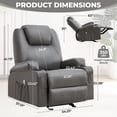 thumbnail image 2 of JMYMRY Recliner Chair with Heat and Massage, PU Leather, Adjustable Angle, Cup Holder, Side Pocket and USB Charge Port for Living Room, Grey, 2 of 9