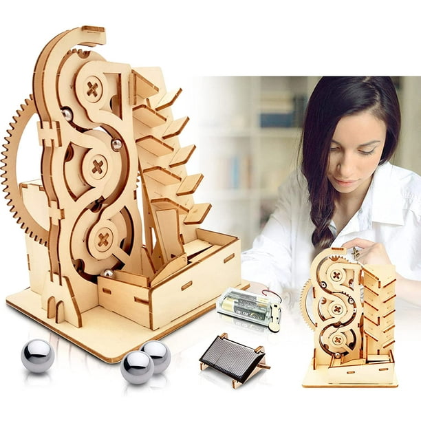 Solar 3D Wooden Puzzle Marble Run DIY Model Kit Craft Sets