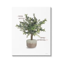 Stupell Keep Going & Growing Potted Plant Botanical & Floral Painting Gallery Wrapped Canvas Print Wall Art