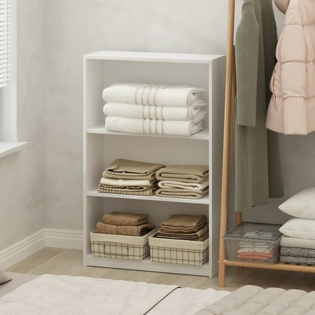 Furinno Reed 3-Tier Multipurpose Adjustable Shelf Clothing & Closet Storage Organization, White
