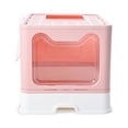 thumbnail image 1 of Pink Enclosed Foldable Cat Litter Box with Dual Entry (Front/Top) - Anti-Spill Hollow Top Design, Drawer Tray for Easy Cleaning, Spacious PVC Kitty Toilet with Scoop, Travel-Friendly & Space-Saving, 1 of 6