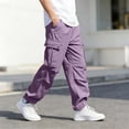 thumbnail image 6 of Besolor Kids Boys Cargo Pants Elastic Waisted Wide Leg Lightweight Breathable Teen Boy Outdoor Hiking Workout Trousers with Multi-pocket(15-16 Years,Purple), 6 of 7