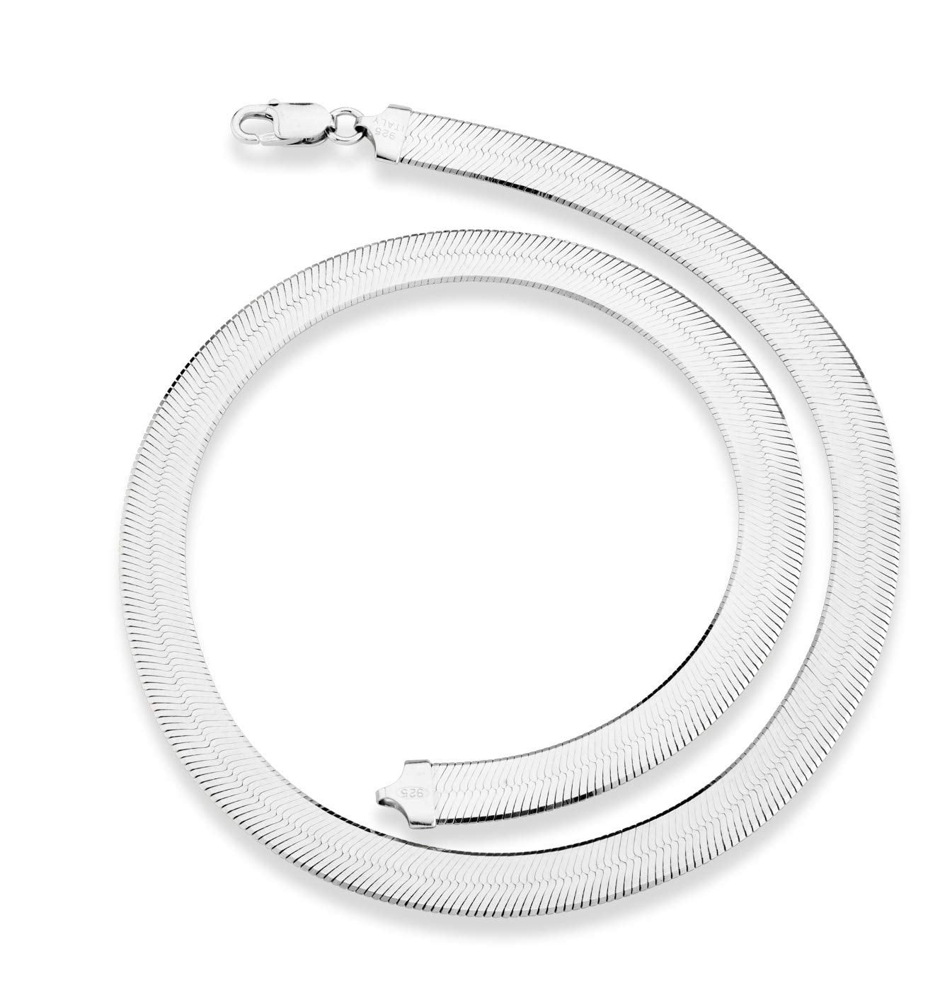 Miabella Solid 925 Sterling Silver Italian 10mm Wide Herringbone Chain Necklace for Women Men | Made in Italy (Length 20 Inches)