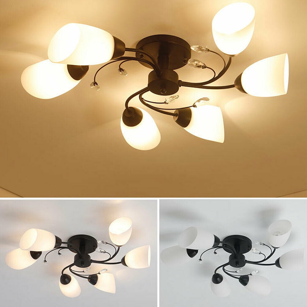 DENEST 6-Heads Modern Ceiling Light Living Room Chandelier Lamp Semi Flush Mount