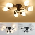 thumbnail image 6 of Miumaeov Retro Flush Mount Ceiling Light 6-Head Lights White Glass Lampshade Polished Metal Fixture for Bedroom Living Room Kitchen Bar Office, 6 of 11